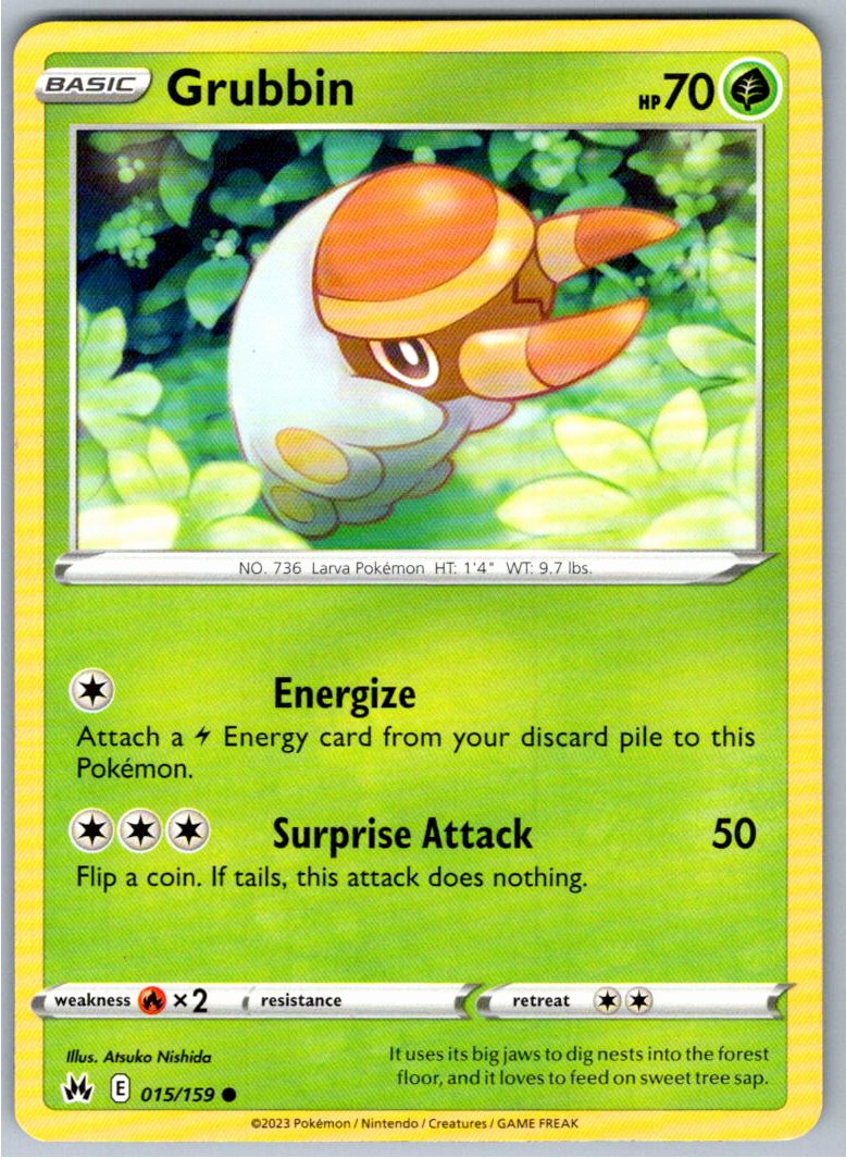 Pokemon Grubbin Grass 015/159 SWSH: Crown Zenith Common NM