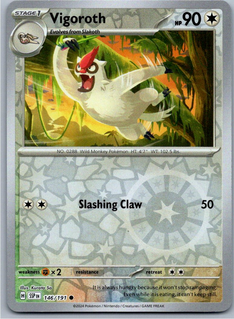 Pokemon Vigoroth Colorless 146/191 SV08: Surging Sparks Common NM