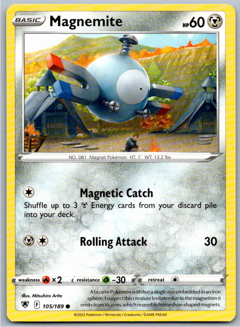 Pokemon Magnemite Metal 105/189 SWSH10: Astral Radiance Common NM