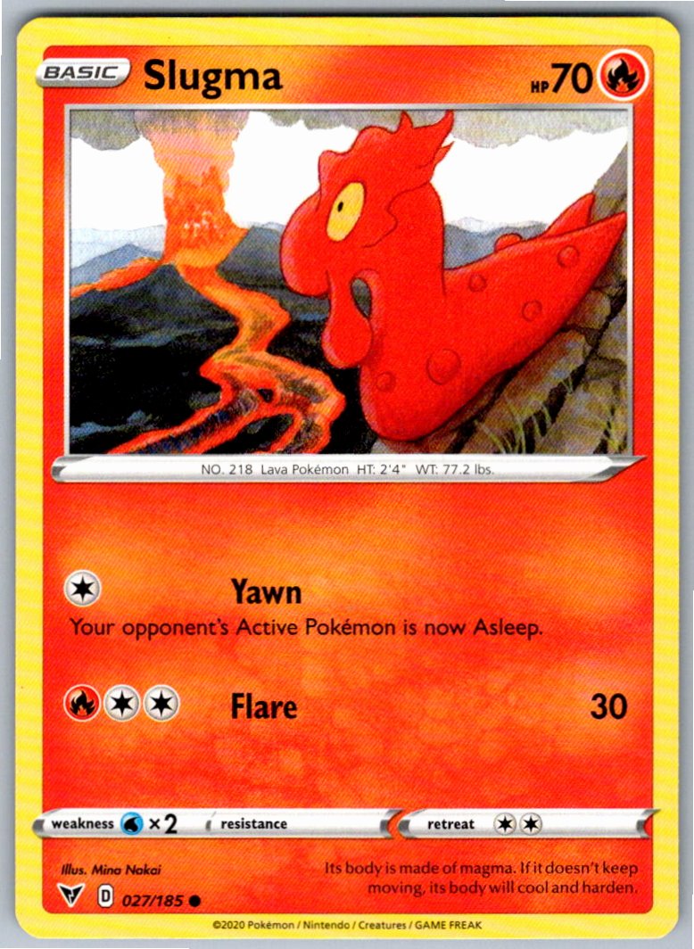 Pokemon Slugma Fire 027/185 SWSH04: Vivid Voltage Common NM