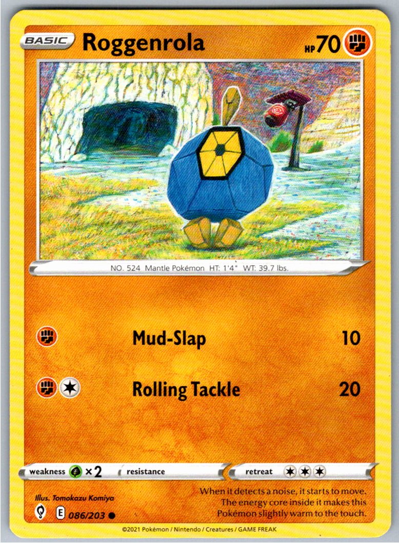Pokemon Roggenrola Fighting 086/203 SWSH07: Evolving Skies Common NM