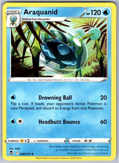 Pokemon Araquanid Water 048/195 SWSH12: Silver Tempest Uncommon NM