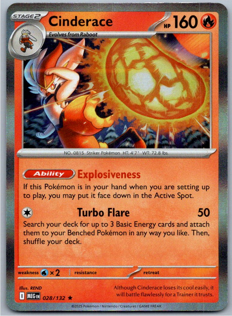 Pokemon Cinderace Fire 028/132 Prize Pack Series Cards Rare NM