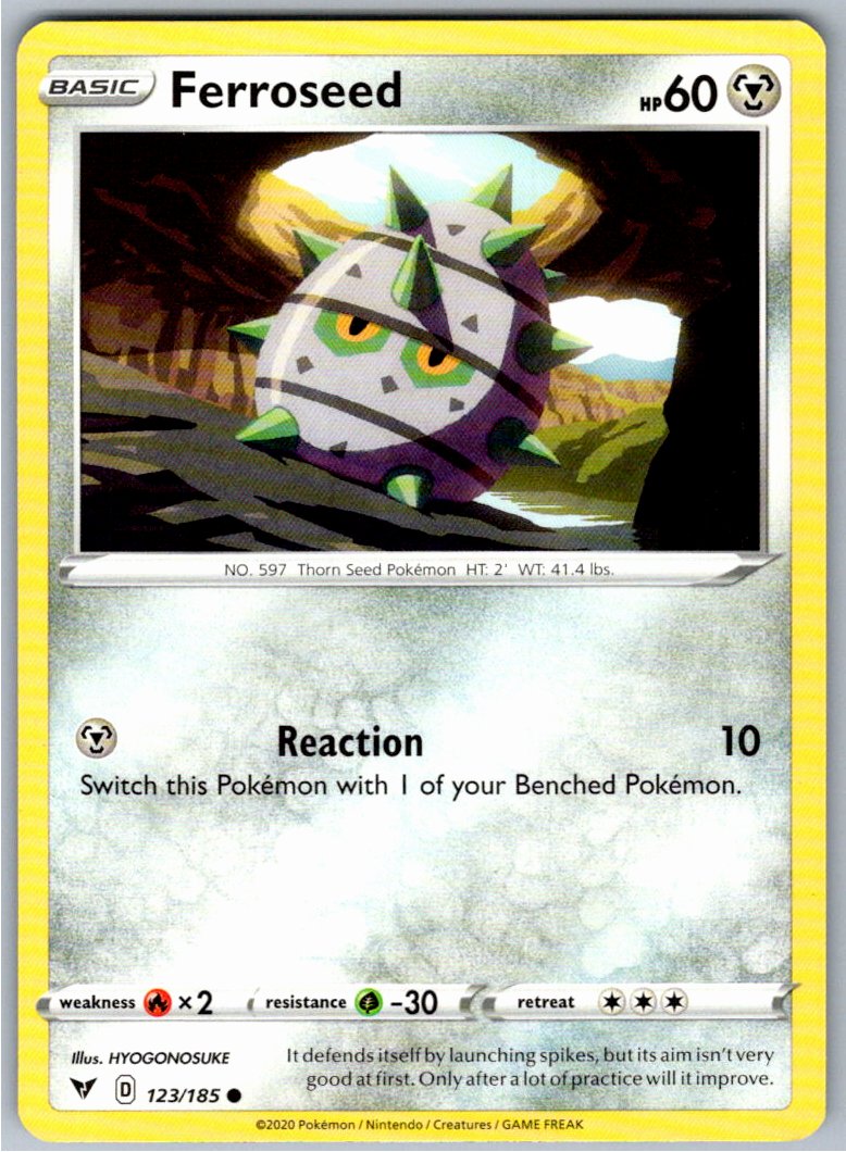 Pokemon Ferroseed Metal 123/185 SWSH04: Vivid Voltage Common NM