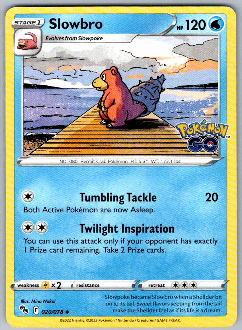Pokemon Slowbro Water 020/078 Pokemon GO Uncommon NM