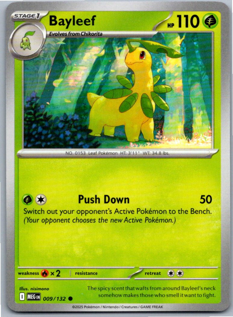 Pokemon Bayleef Grass 009/132 ME01: Mega Evolution Common NM