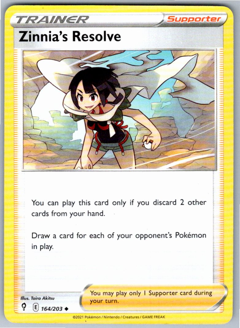 Pokemon Zinnia's Resolve Supporter 164/203 SWSH07: Evolving Skies Uncommon NM