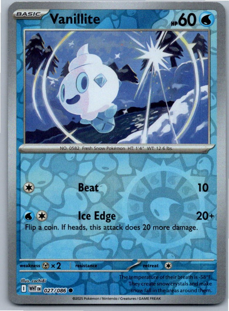 Pokemon Vanillite Water 027/086 SV: White Flare Common NM
