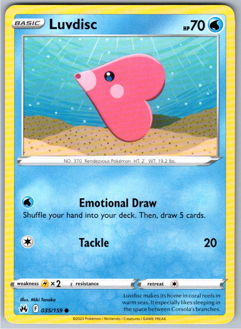 Pokemon Luvdisc Water 035/159 SWSH: Crown Zenith Common NM
