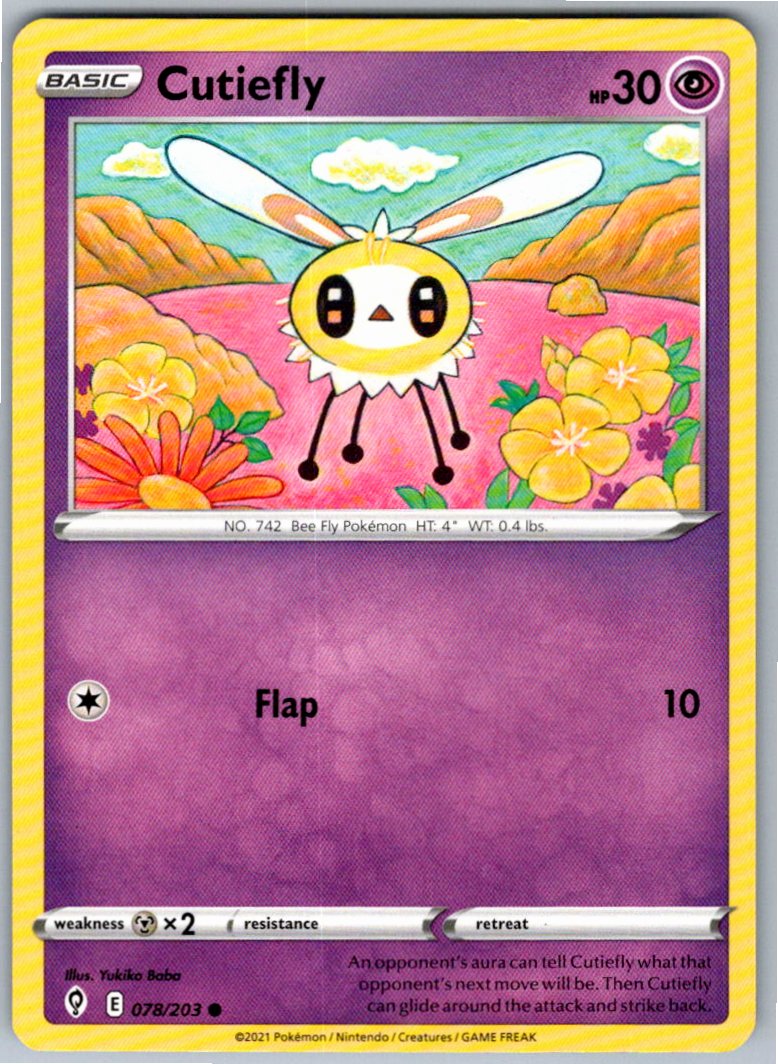 Pokemon Cutiefly Psychic 078/203 SWSH07: Evolving Skies Common NM