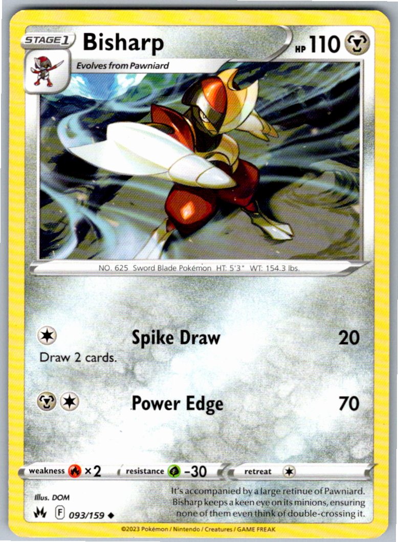Pokemon Bisharp Metal 093/159 SWSH: Crown Zenith Uncommon NM