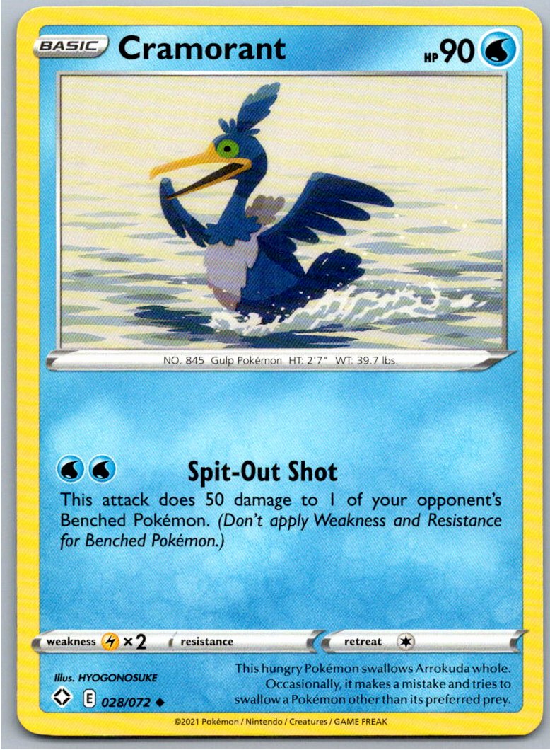 Pokemon Cramorant Water 028/072 Shining Fates Uncommon NM
