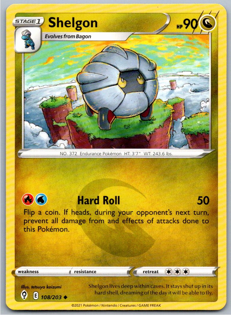 Pokemon Shelgon Dragon 108/203 SWSH07: Evolving Skies Uncommon NM