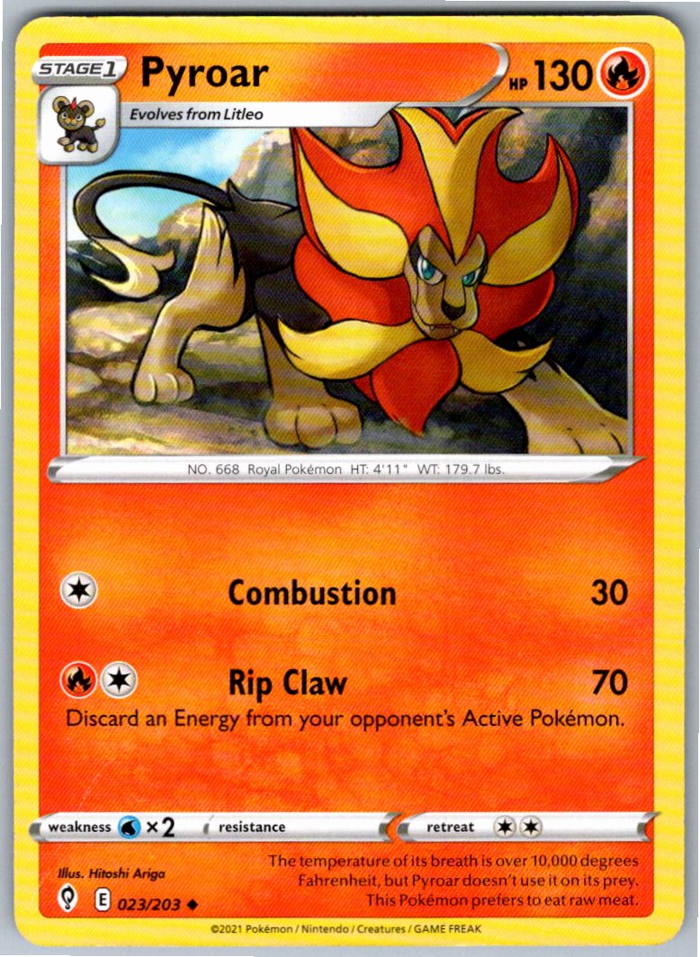 Pokemon Pyroar Fire 023/203 SWSH07: Evolving Skies Uncommon NM