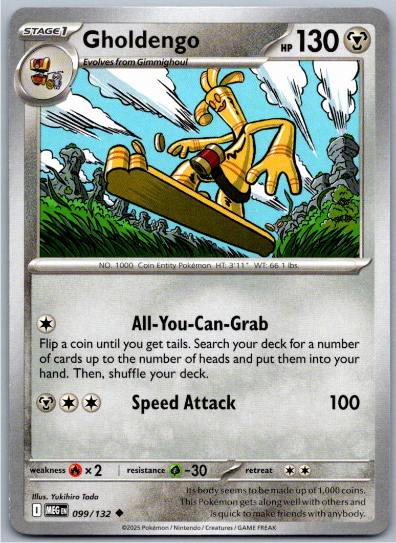 Pokemon Gholdengo Metal 099/132 ME01: Mega Evolution Uncommon NM