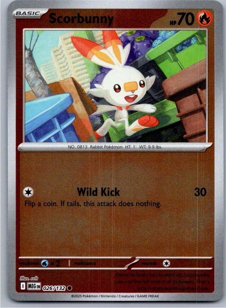 Pokemon Scorbunny Fire 026/132 ME01: Mega Evolution Common NM