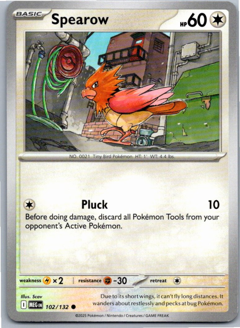Pokemon Spearow Colorless 102/132 ME01: Mega Evolution Common NM