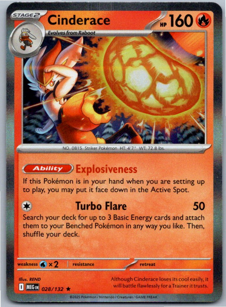 Pokemon Cinderace Fire 028/132 Prize Pack Series Cards Rare NM