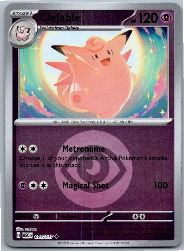Pokemon Clefable Psychic 075/217 ME: Ascended Heroes Uncommon NM