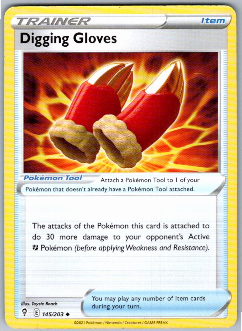 Pokemon Digging Gloves Tool 145/203 SWSH07: Evolving Skies Uncommon NM