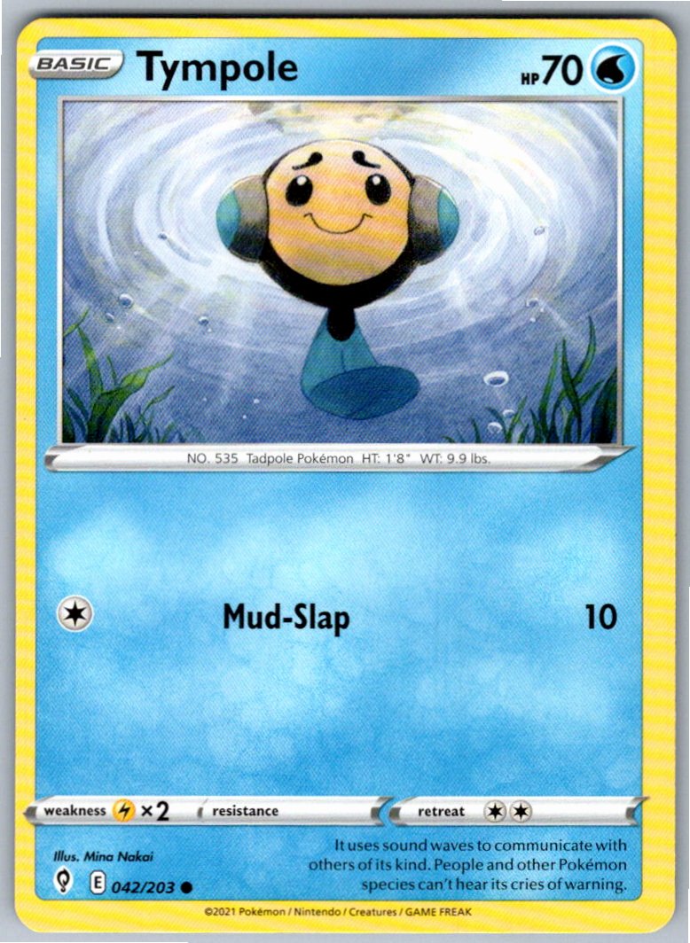 Pokemon Tympole Water 042/203 SWSH07: Evolving Skies Common NM