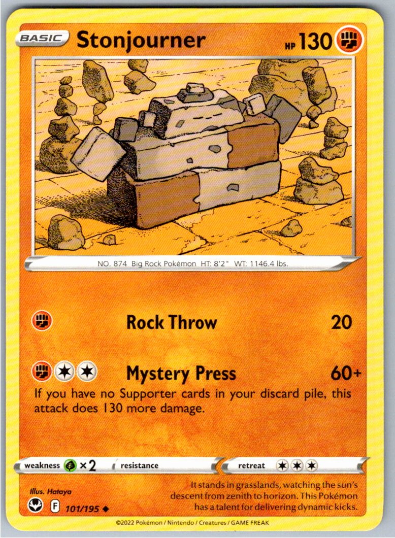 Pokemon Stonjourner Fighting 101/195 SWSH12: Silver Tempest Uncommon NM