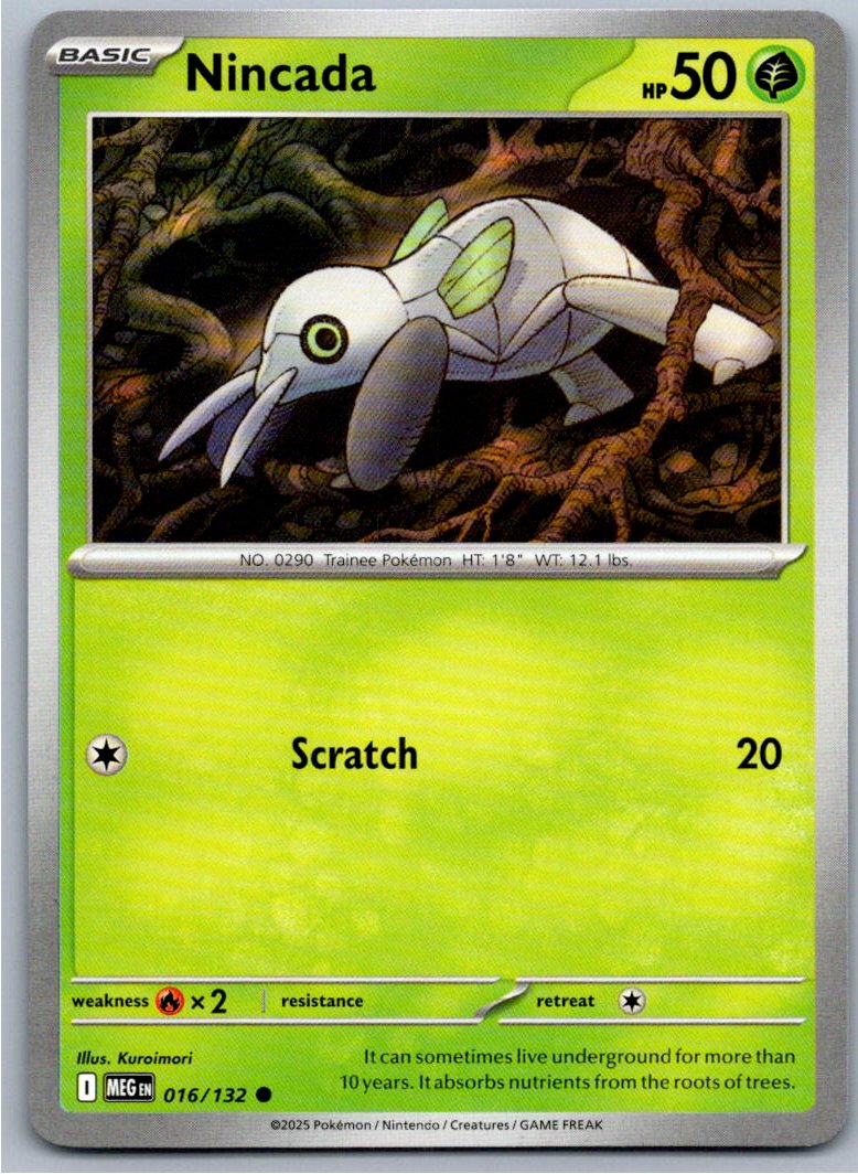 Pokemon Nincada Grass 016/132 ME01: Mega Evolution Common NM