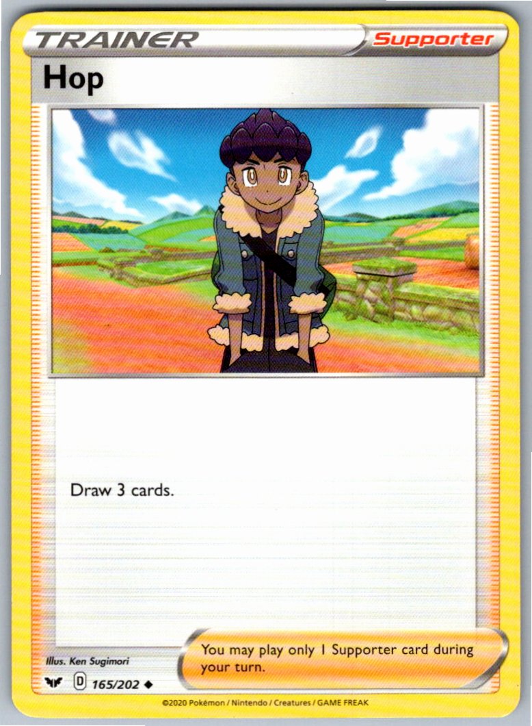 Pokemon Hop Supporter 165/202 SWSH01: Sword & Shield Base Set Uncommon NM