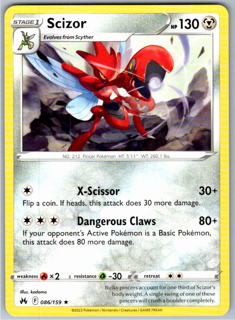 Pokemon Scizor Metal 086/159 SWSH: Crown Zenith Rare NM