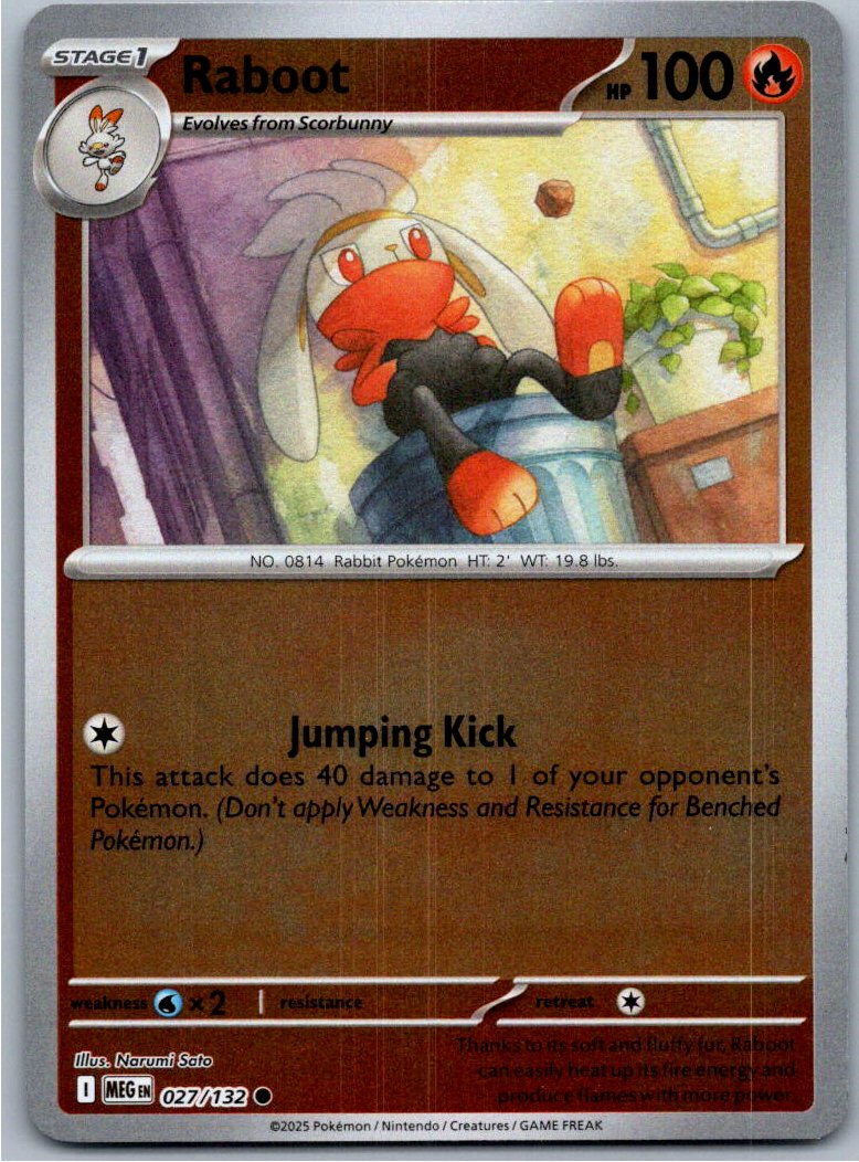 Pokemon Raboot Fire 027/132 ME01: Mega Evolution Common NM