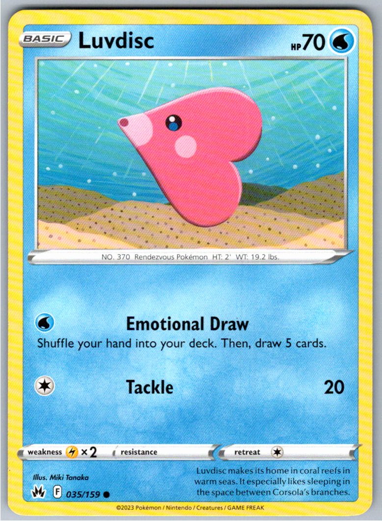 Pokemon Luvdisc Water 035/159 SWSH: Crown Zenith Common NM