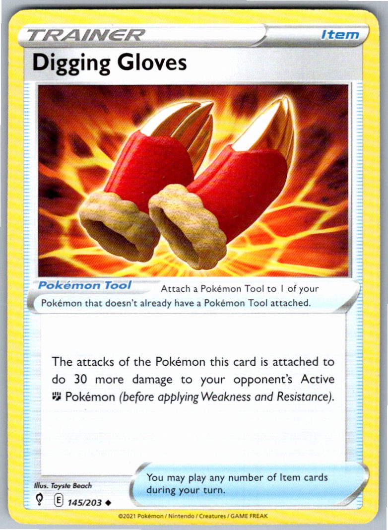 Pokemon Digging Gloves Tool 145/203 SWSH07: Evolving Skies Uncommon NM