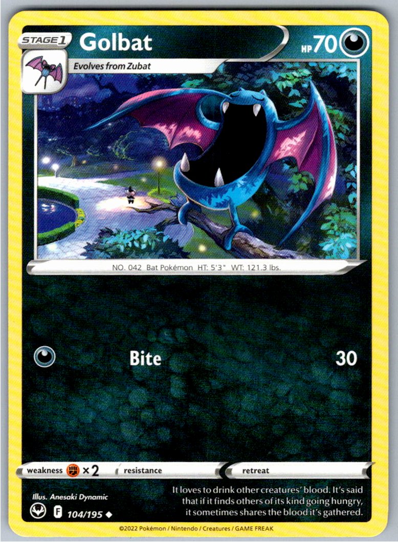 Pokemon Golbat Darkness 104/195 SWSH12: Silver Tempest Uncommon NM
