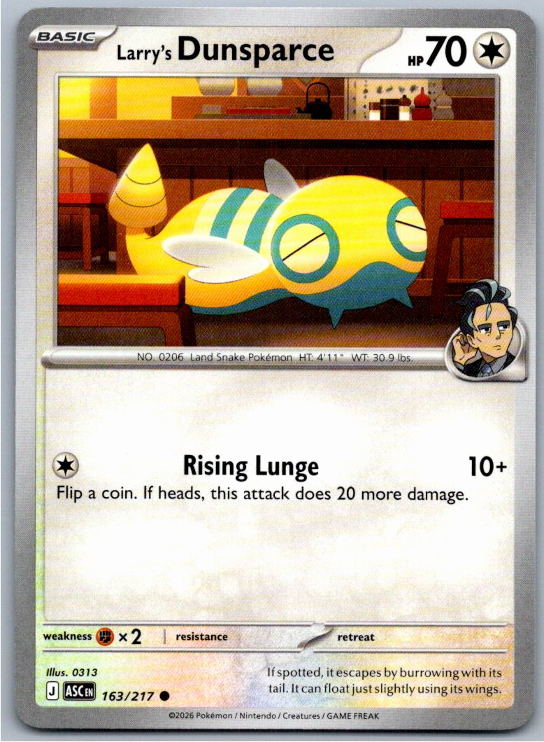Pokemon Larry's Dunsparce Colorless 163/217 ME: Ascended Heroes Common NM