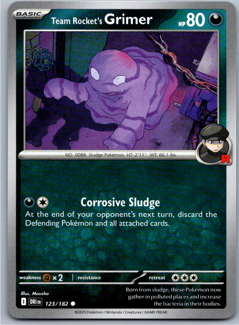 Pokemon Team Rocket's Grimer Darkness 123/182 SV10: Destined Rivals Common NM