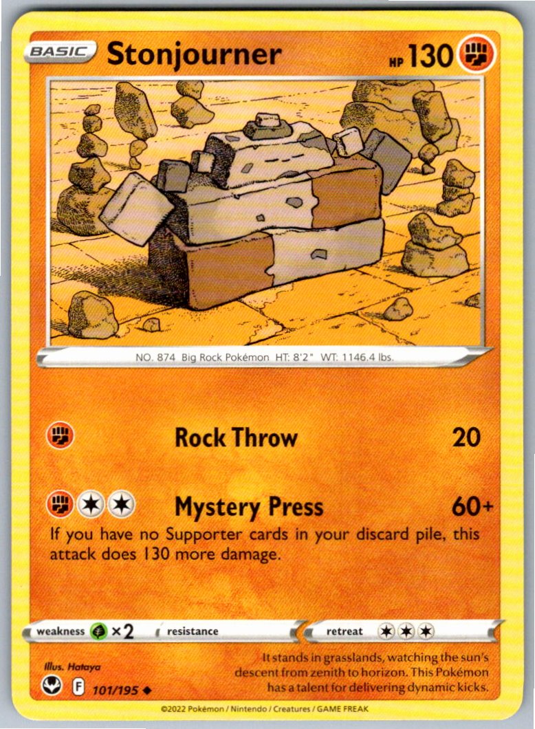Pokemon Stonjourner Fighting 101/195 SWSH12: Silver Tempest Uncommon NM