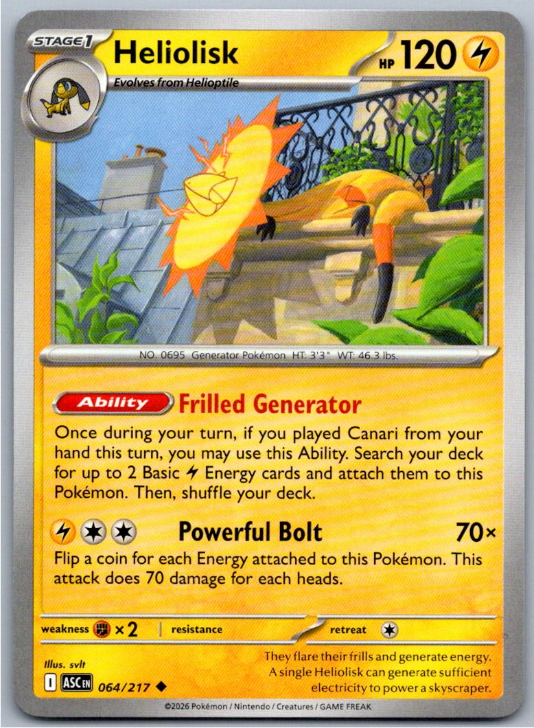 Pokemon Heliolisk Lightning 064/217 ME: Ascended Heroes Uncommon NM