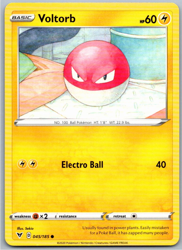 Pokemon Voltorb Lightning 045/185 SWSH04: Vivid Voltage Common NM