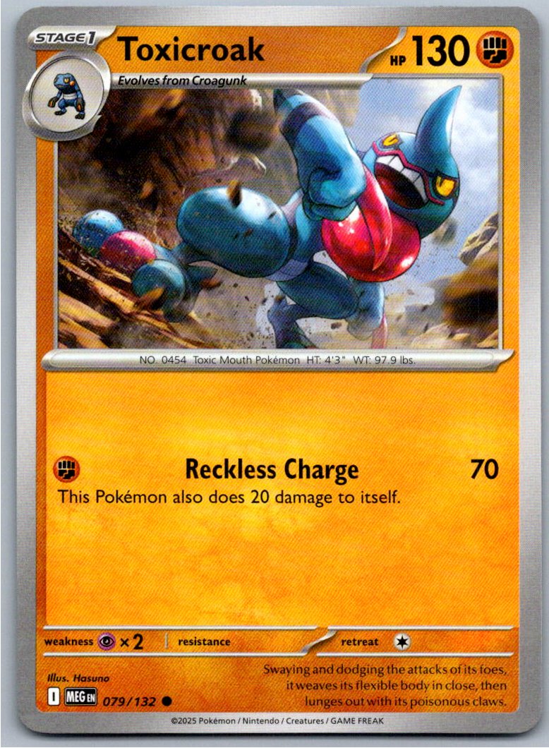 Pokemon Toxicroak Fighting 079/132 ME01: Mega Evolution Common NM