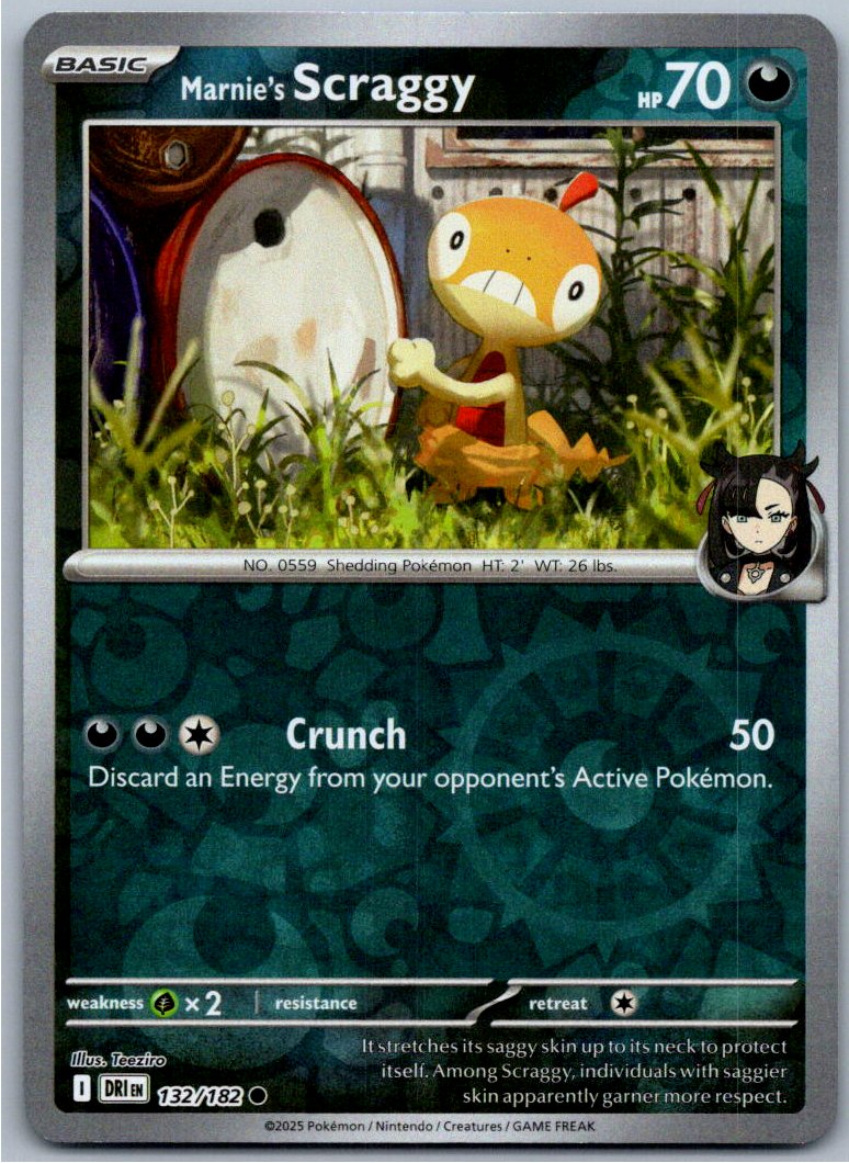 Pokemon Marnie's Scraggy Darkness 132/182 SV10: Destined Rivals Common NM