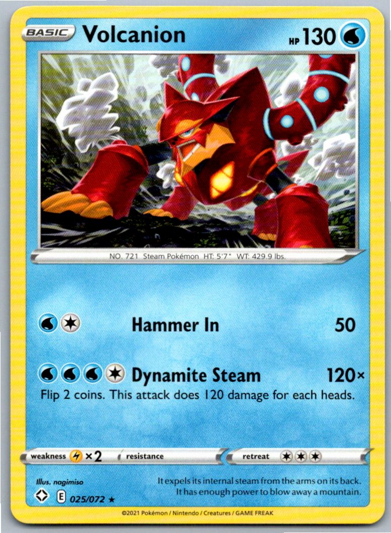 Pokemon Volcanion Water 025/072 Shining Fates Rare NM