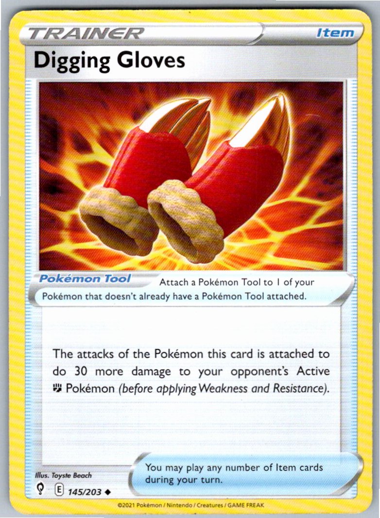 Pokemon Digging Gloves Tool 145/203 SWSH07: Evolving Skies Uncommon NM