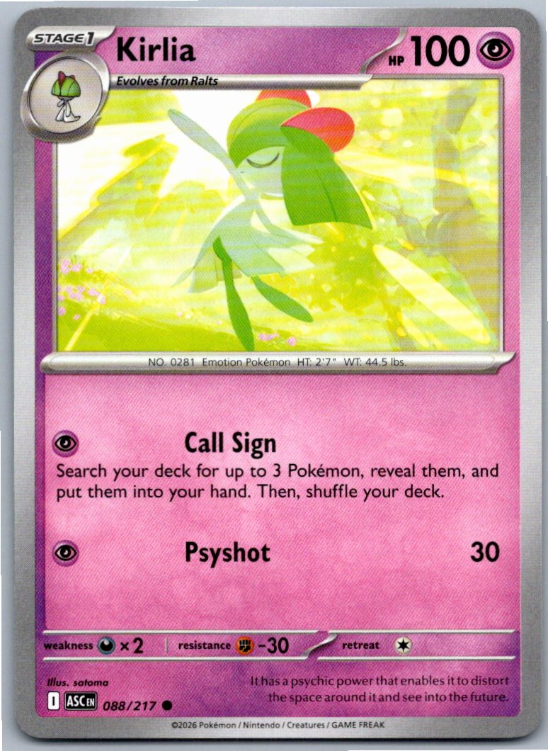 Pokemon Kirlia Psychic 088/217 ME: Ascended Heroes Common NM