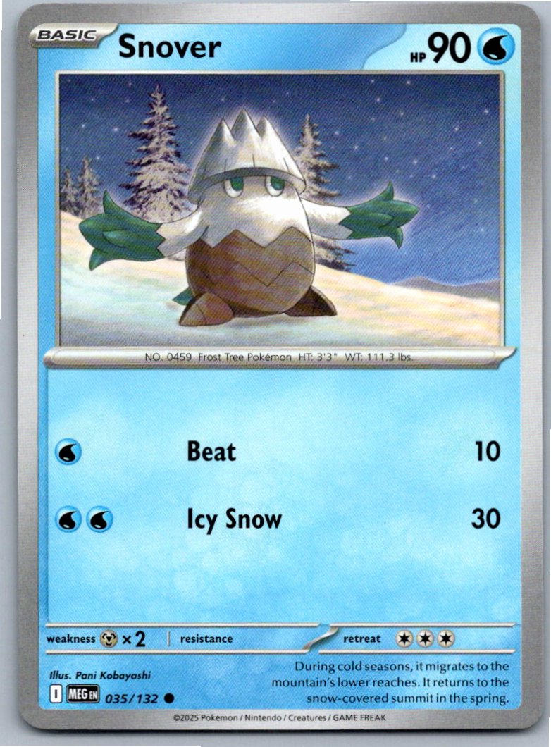 Pokemon Snover Water 035/132 ME01: Mega Evolution Common NM