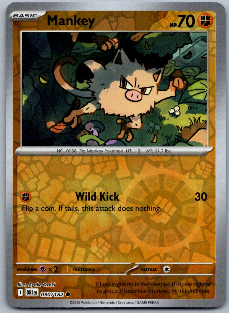 Pokemon Mankey Fighting 090/182 SV10: Destined Rivals Common NM